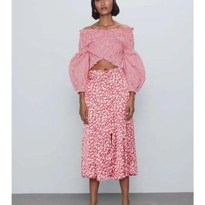 Zara Vichy Crop Top Red Check